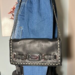 Michael Kors Vintage shoulder bag - clutch Black leather with silver hardware